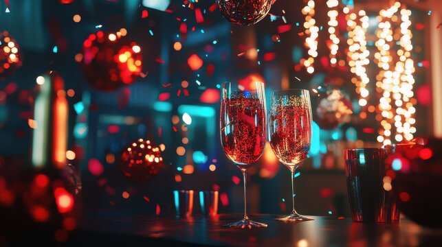 Silvester 2025 Happy New year New Year's Eve Party background banner greeting card illustration with text. Generative AI