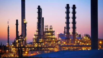 Obraz premium Industrial Complex at Dusk