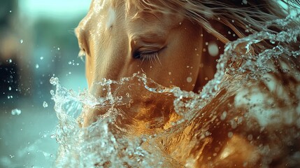 Dynamic Golden Galloping Horse: An Abstract Masterpiece of Liquid Gold - Perfect as a Sports Interior Poster for Performance and Elegance!