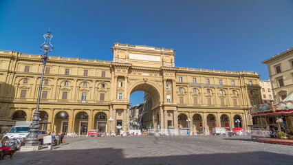 Republic Square timelapse hyperlapse with the arch in honor of the first king of united Italy, Victor Emmanuel II.