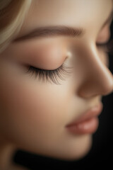 Fototapeta premium close up of young woman after an eyelash lift treatment.