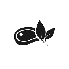 Artificial Vegan Meat Silhouette Icon. Vegetarian Fake Meat Plant Based icon isolated on white background .