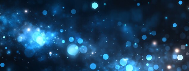 Abstract Blue Glowing Circles And Dust Background