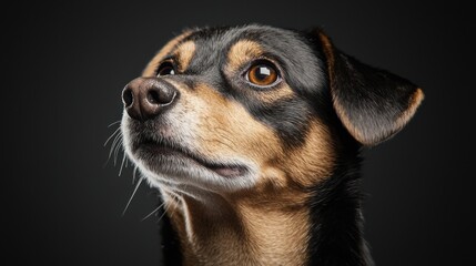 Majestic dog portrait studio setting high-resolution image dark background close-up view structured pet design concept