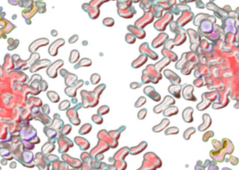 An abstract transparent psychedelic wavy splatter vignette design element overlay.