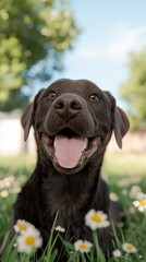 Fototapeta premium Heartwarming dog adoption story local shelter photo outdoor setting close-up view inspiring connection