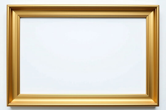 bold gold frame beveled edges sits atop crisp white