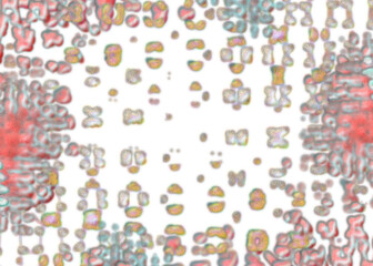 An abstract transparent psychedelic wavy splatter vignette design element overlay.