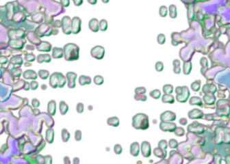 An abstract transparent psychedelic wavy splatter vignette design element overlay.