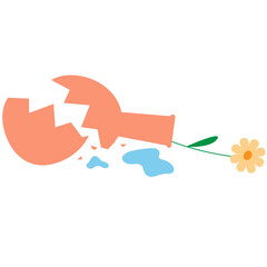 broken vase of flower