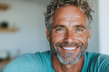 Obraz premium A content father beams with happiness as he thinks about cherished times spent fishing with his child, enjoying the warmth of a sunny day. The joy of fatherhood radiates in his smile