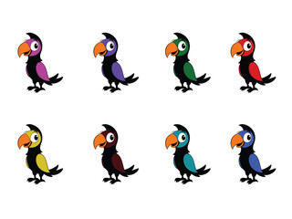 A set of parrot cartoon vector illsulation