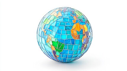 A colorful mosaic globe representing global diversity and interconnectedness.