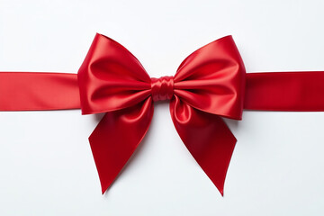 Fototapeta premium luxurious red ribbon tied perfect bow crisp white background surrounded elegance refinement