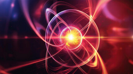 Obraz premium Quantum Nuclear Fusion Entanglement, 3d Representation