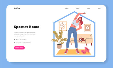 Sport at Home. Flat Vector Illustration