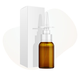 Nasal Spray Bottle Mockup - Stock Illustration