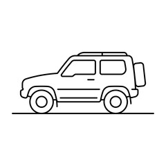 Fototapeta premium Off-road vehicle icon. Suv. Black outline linear silhouette. Editable strokes. Side view. Vector simple flat graphic illustration. Isolated object on white background. Isolate.