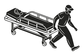creative stretcher icon concept black color and white background © Manik Mia
