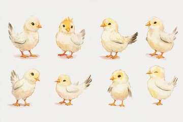 Fototapeta premium Chick illustration in various poses