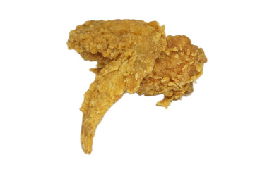 Crispy Golden Fried Chicken Wing Isolated on White Background