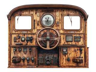 Classic Train Steering Wheel with Wooden and Iron Elements
