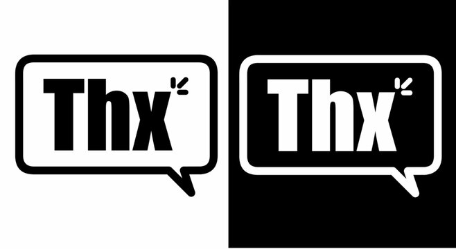 black linear thx speech bubble. flat stroke style trend modern simple logotype graphic art design element isolated on white. concept of thankfulness popup message for chatting or small talk badge