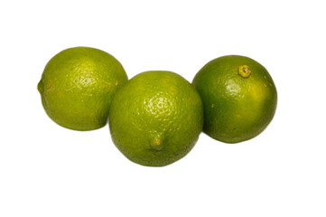 Fresh Green Limes on White Background for Culinary Use and Recipes