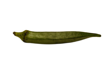 Fresh Green Okra Vegetable Isolated on White Background for Cooking
