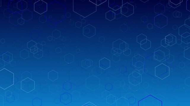 Tech blue Minimal hexagons polygonal patterns shape abstract geometric Animation background. Futuristic cyberspace Futuristic honeycomb. Wave of corporate particles sci-fi technology science medical