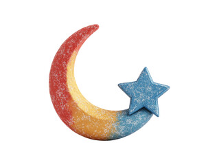 Colorful Plasticine Crescent Moon and Star for Ramadan Celebration