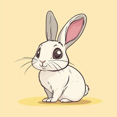 Obraz premium Cute little rabbit bunny cartoon animal illustration vector design