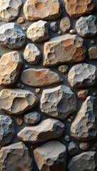 Rustic Natural Stone Wall Texture in Grayscale for Architectural Background