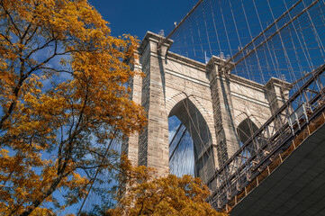 Fototapeta premium Brooklyn Bridge in NYC, Iconic Landmark Connecting Manhattan and Brooklyn