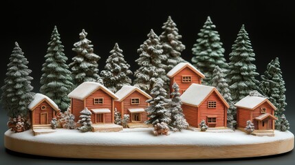 winter theme miniature snow covered village miniature sculpture landscape 