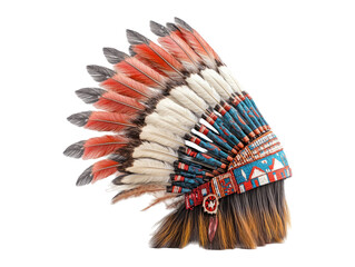 Native American Chief Headgear with Eagle Feathers on Display