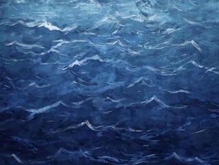 Obraz premium Deep Blue Ocean Waves: A Textured Painting
