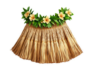 Hula Dance Costume with Grass Skirt and Floral Accessories from Hawaii