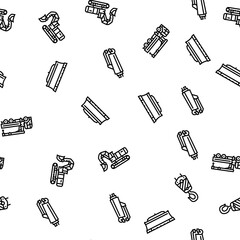 construction vehicle heavy work vector seamless pattern thin line illustration