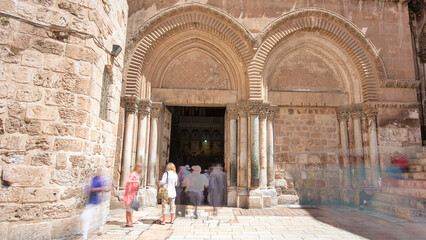 Entrance to the Church of the Holy Sepulcher timelapse hyperlapse.