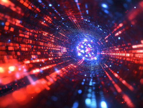Digitale Daten&uuml;bertragung in lebhaften Blau- und Rott&ouml;nen

