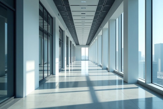 ethereal office corridors evoke sense ambitious corporate progress intangible pursuit career