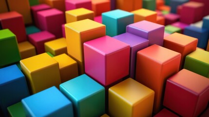 Fototapeta premium Vibrant Colorful Cubes Abstract Background