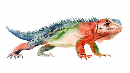 Obraz premium Colorful Iguana Watercolor Painting: A Vivid Wildlife Portrait