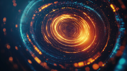 Fototapeta premium Magic circle light effect. Bright sphere lens. Rotating lines. Glow ring. Magic neon ball. Led blurred swirl. Spiral glint lines. HUD.