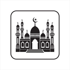 Mosque Silhouette Icon High Quality Vector on White Background