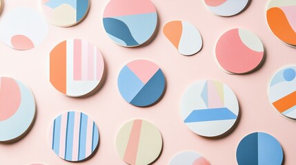 Flatlay Round Sticker Mockup With