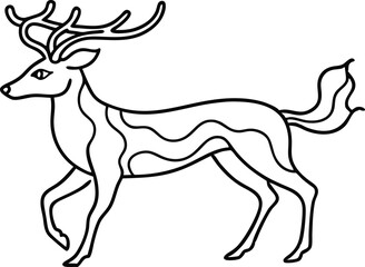 Christmas deer silhouette logo Continuous one line