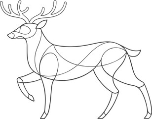 Christmas deer silhouette logo Continuous one line