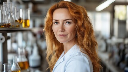 This portrait captures an inspirational woman in a laboratory setting, embodying strength and determination. Celebrating International Women's Day, she inspires future generations.